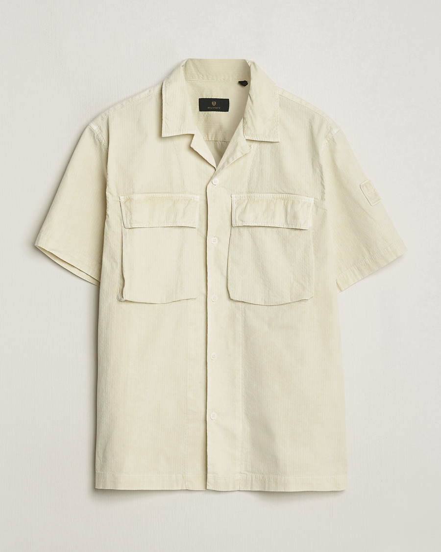 Herre | Skjorter | Belstaff | Caster Short Sleeve Seersucker Shirt Beige
