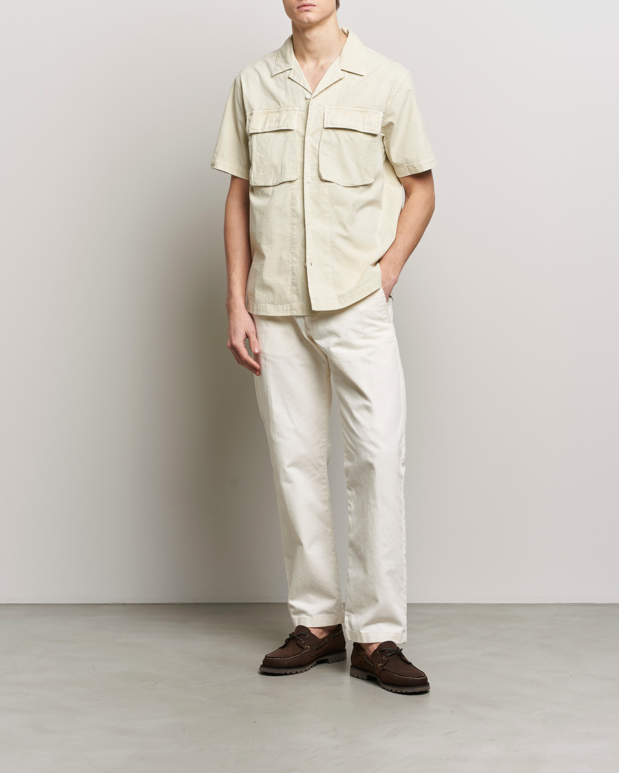 Herre | Skjorter | Belstaff | Caster Short Sleeve Seersucker Shirt Beige