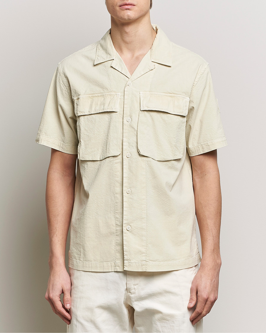 Herre | Klær | Belstaff | Caster Short Sleeve Seersucker Shirt Beige