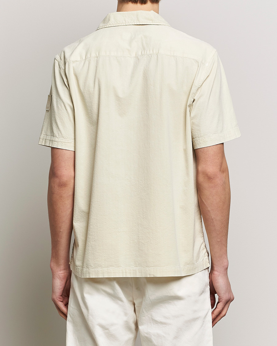 Herre | Skjorter | Belstaff | Caster Short Sleeve Seersucker Shirt Beige