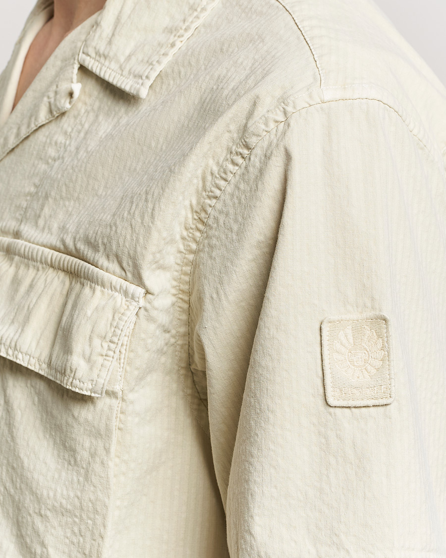 Herre | Skjorter | Belstaff | Caster Short Sleeve Seersucker Shirt Beige
