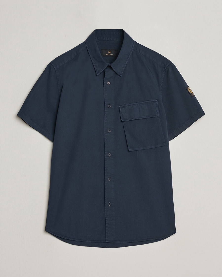 Herre | Skjorter | Belstaff | Scale Short Sleeve Cotton Shirt Dark Ink