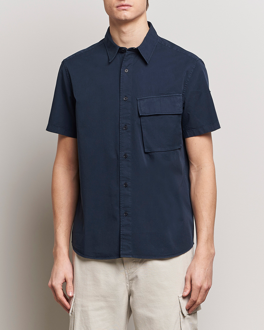 Herre | Klær | Belstaff | Scale Short Sleeve Cotton Shirt Dark Ink