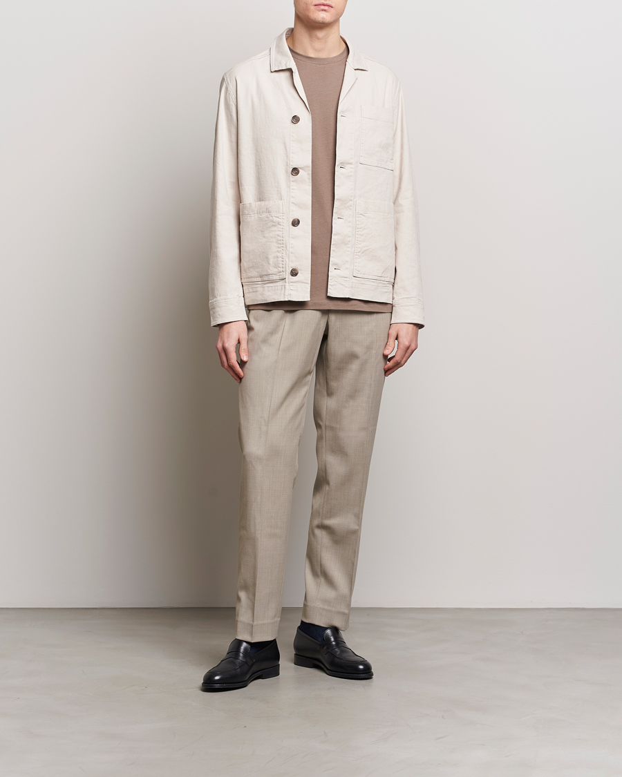Herre | Skjorter | J.Lindeberg | Errol Linen/Cotton Workwear Overshirt Moonbeam