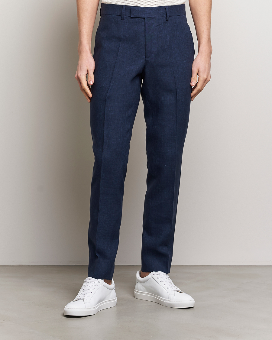 Herre | Klær | J.Lindeberg | Grant Super Linen Trousers Navy