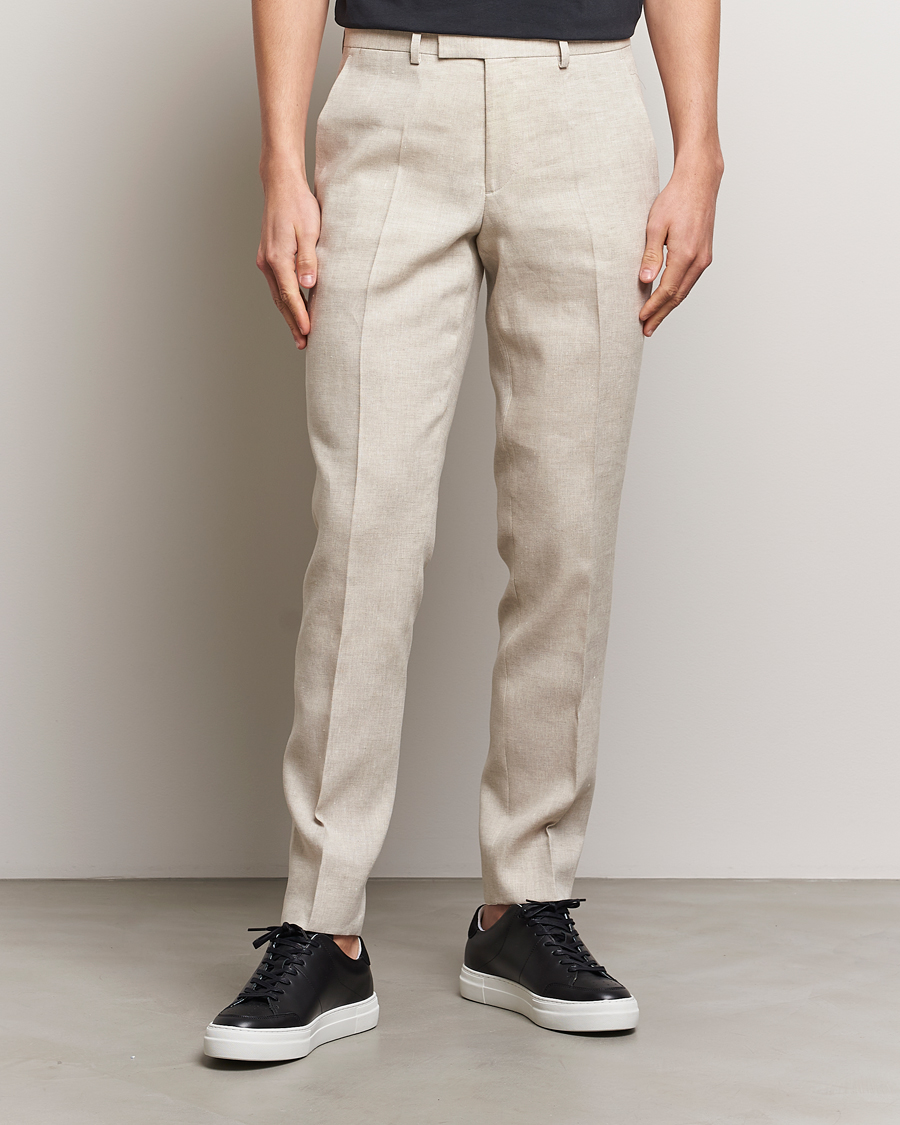 Herre | Dressbukser | J.Lindeberg | Grant Super Linen Trousers Moonbeam