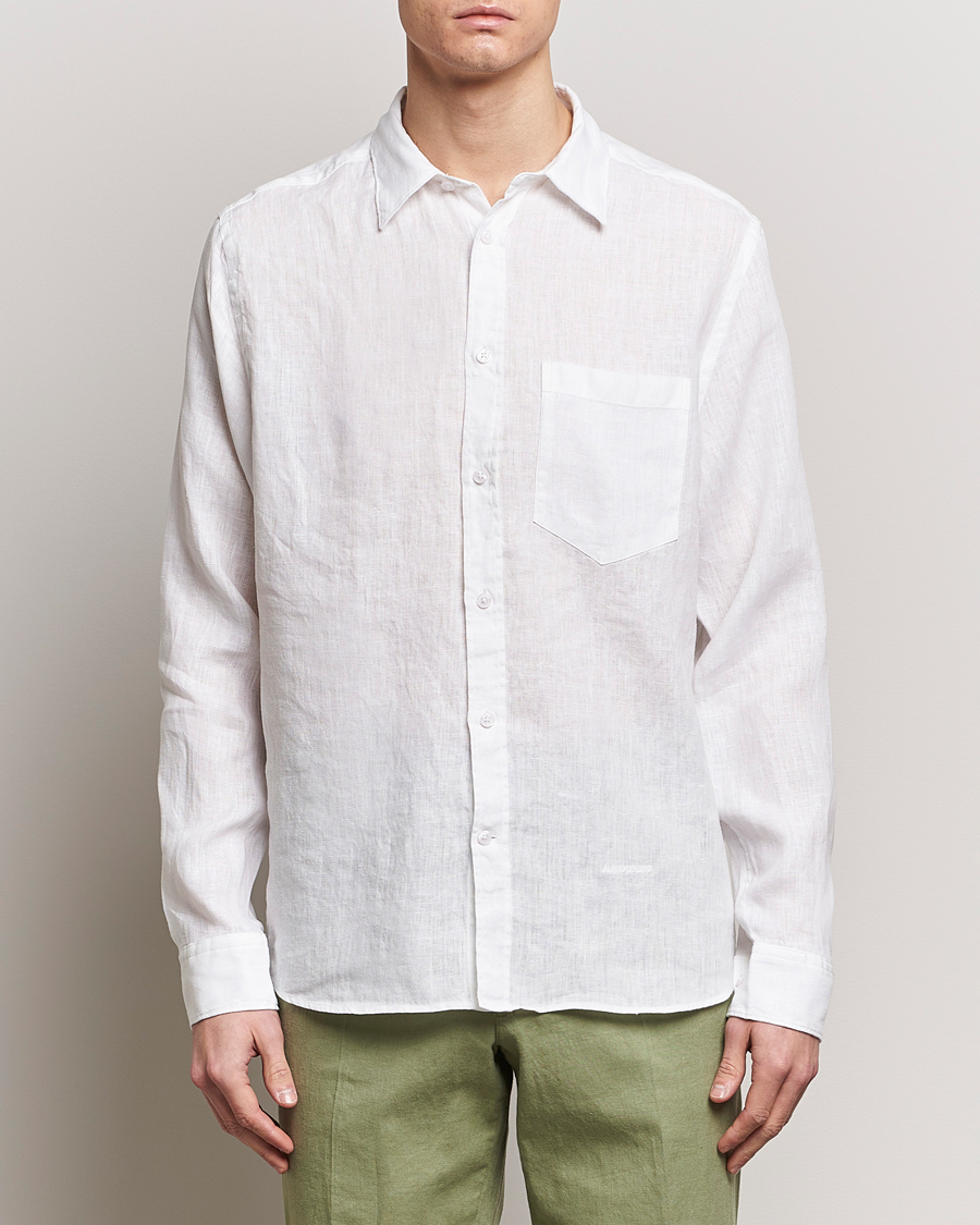 Herre | Linskjorter | J.Lindeberg | Regular Fit Clean Linen Shirt White