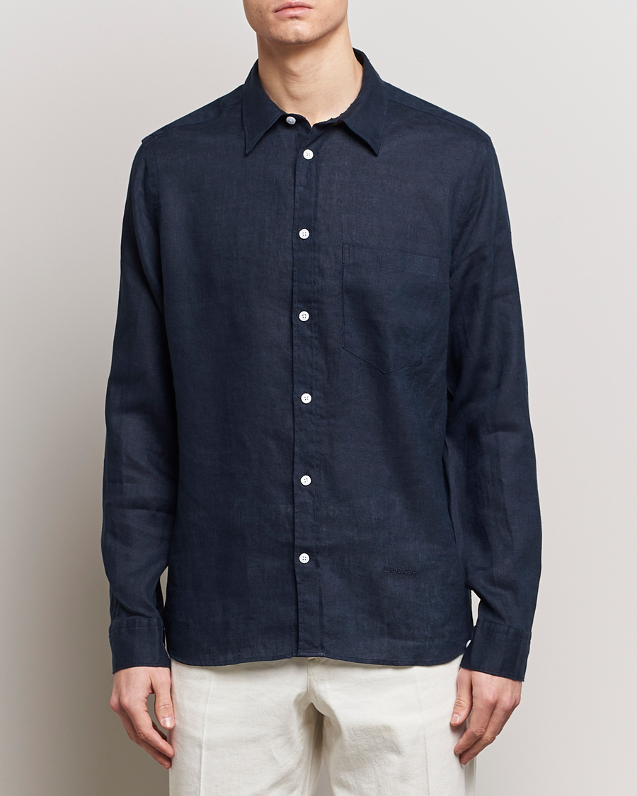 Herre | Avdelinger | J.Lindeberg | Regular Fit Clean Linen Shirt Navy