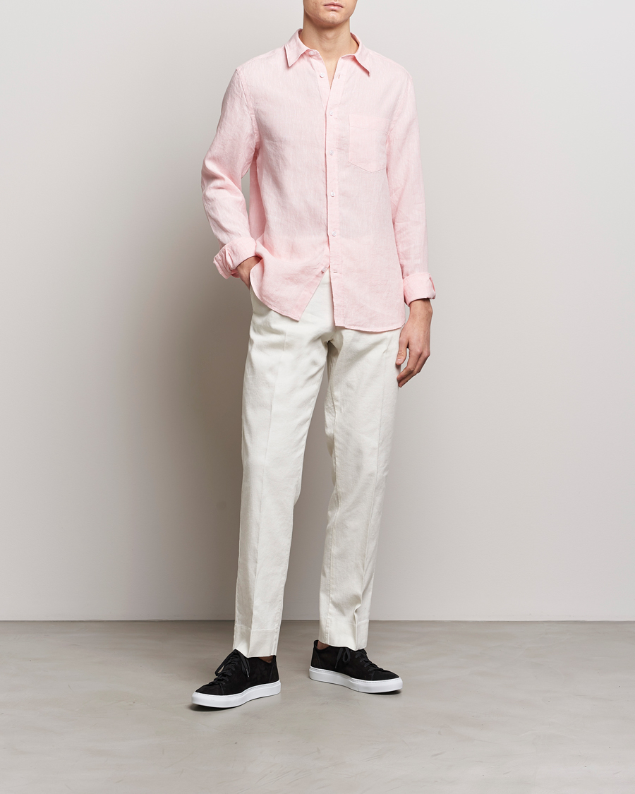 Herre | Skjorter | J.Lindeberg | Slim Fit Linen Melange Shirt Powder Pink