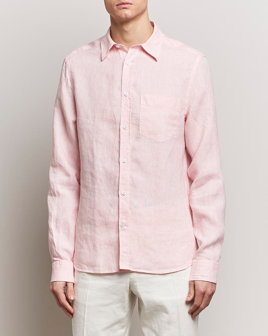Herre | J.Lindeberg | J.Lindeberg | Slim Fit Linen Melange Shirt Powder Pink