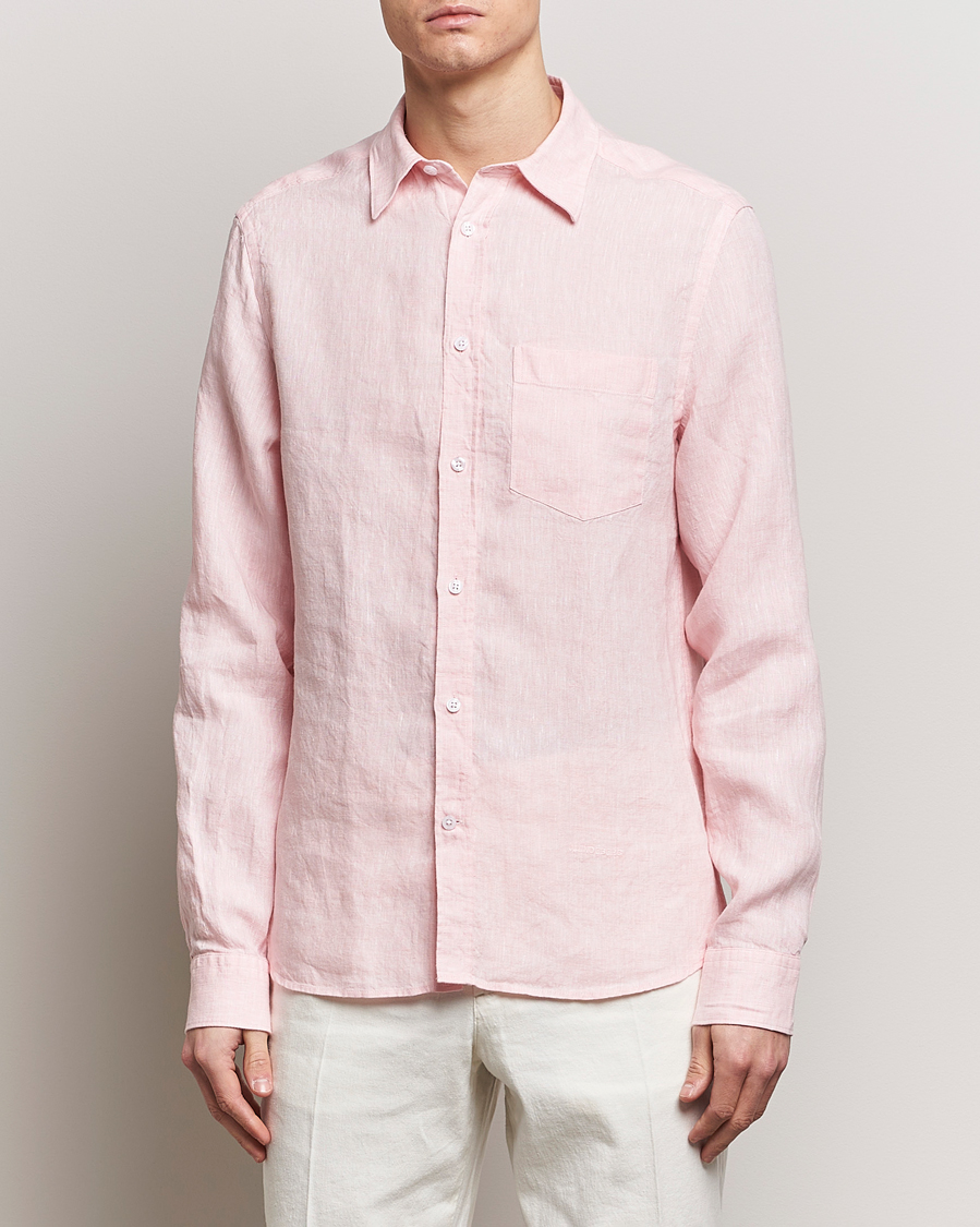 Herre | Lojalitetstilbud | J.Lindeberg | Slim Fit Linen Melange Shirt Powder Pink