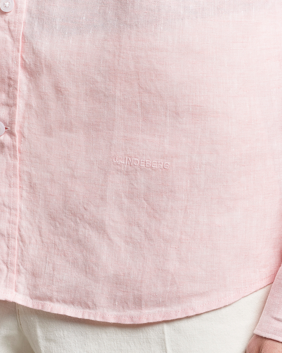 Herre | Skjorter | J.Lindeberg | Slim Fit Linen Melange Shirt Powder Pink