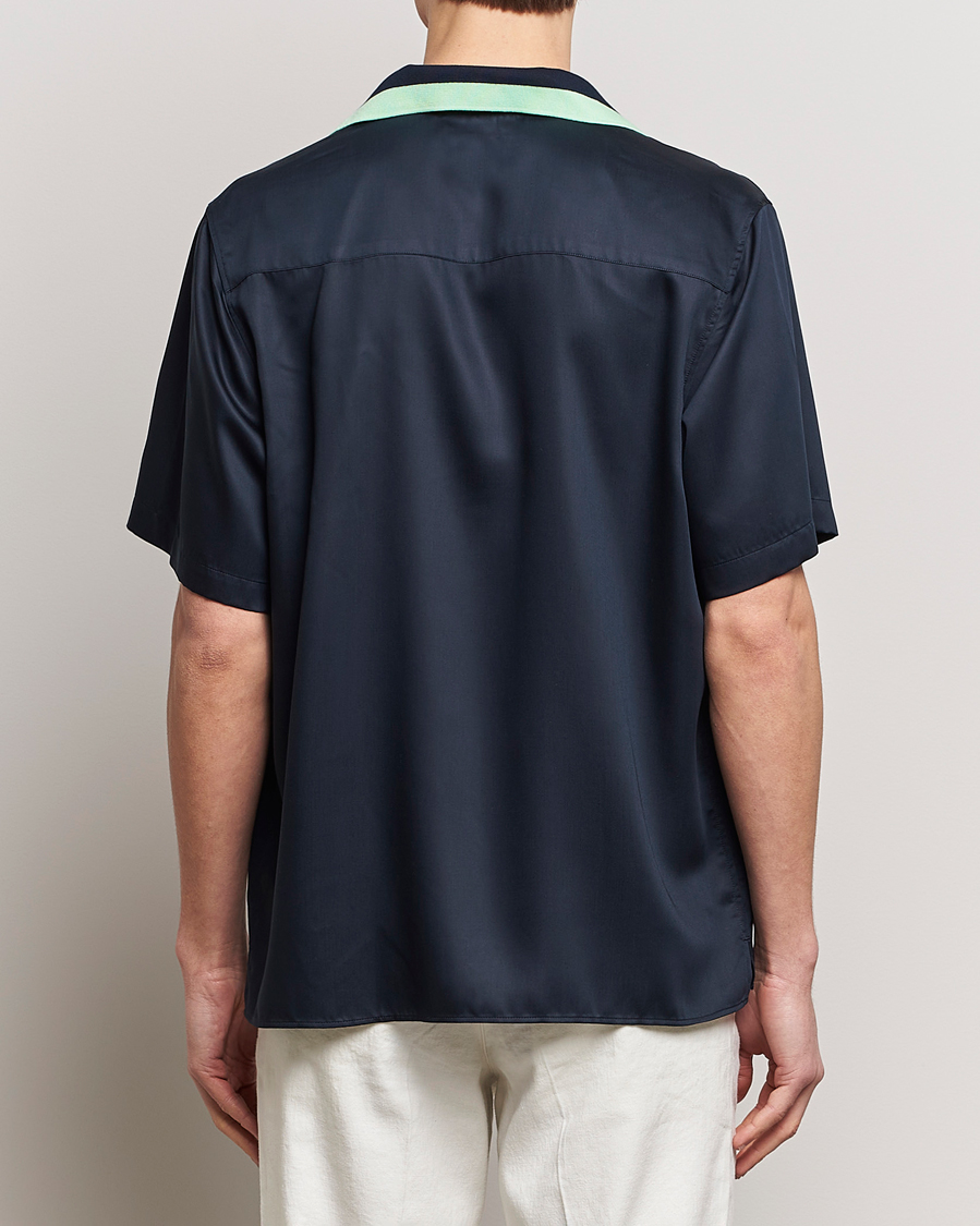 Herre | Skjorter | J.Lindeberg | Skala Knit Collar Tencel Shirt Navy