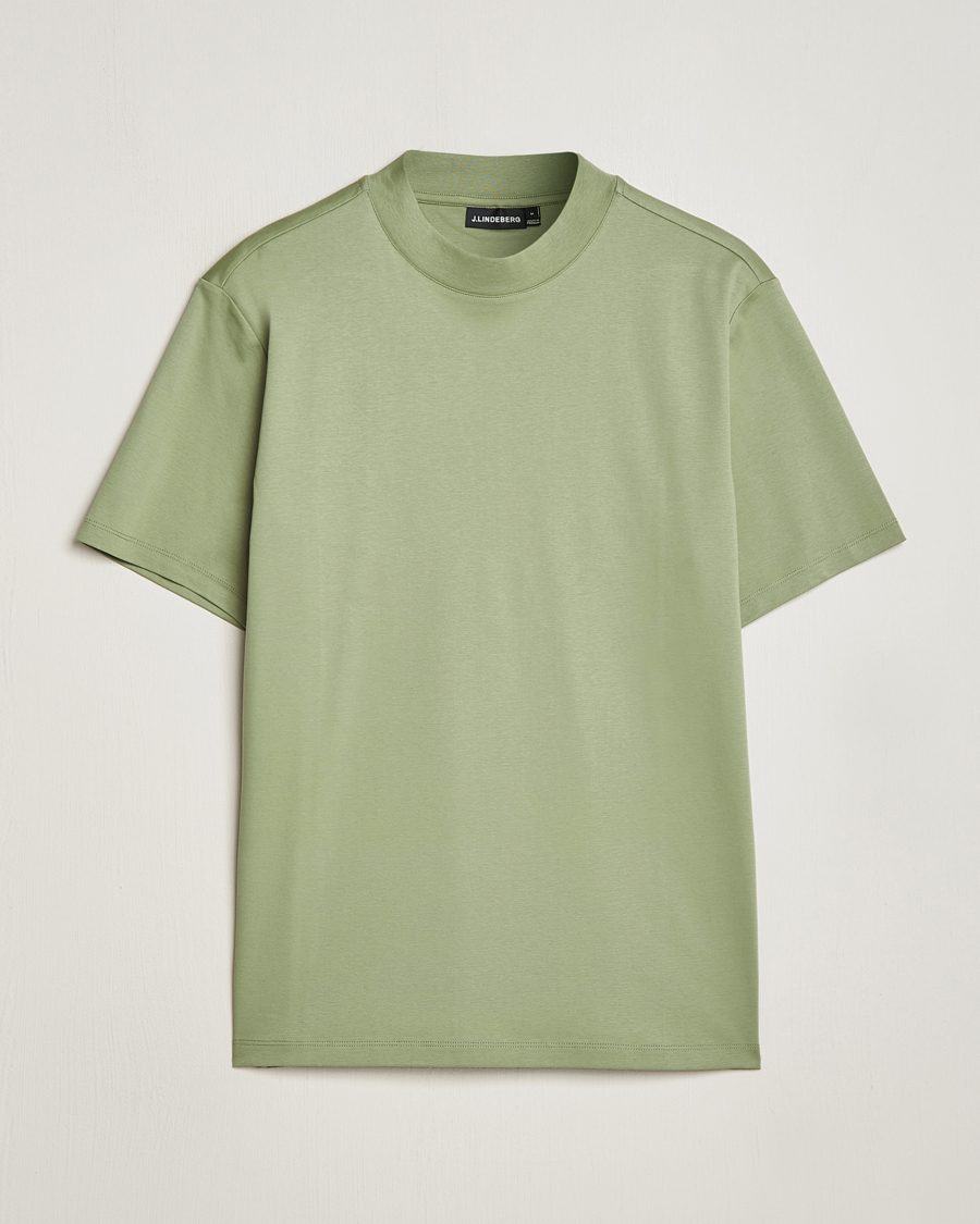 Herre | T-Shirts | J.Lindeberg | Ace Mock Neck T-Shirt Oil Green