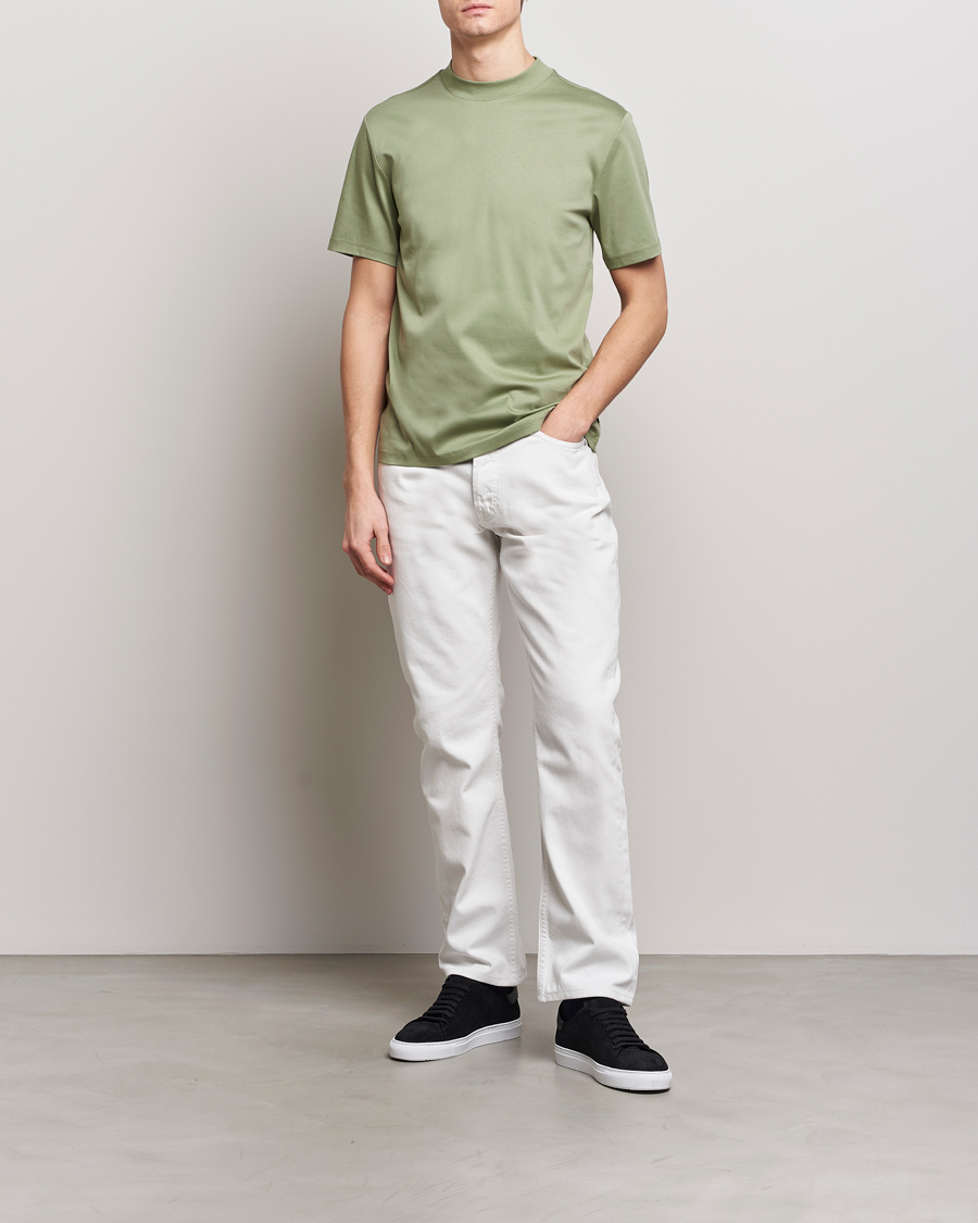 Herre | T-Shirts | J.Lindeberg | Ace Mock Neck T-Shirt Oil Green