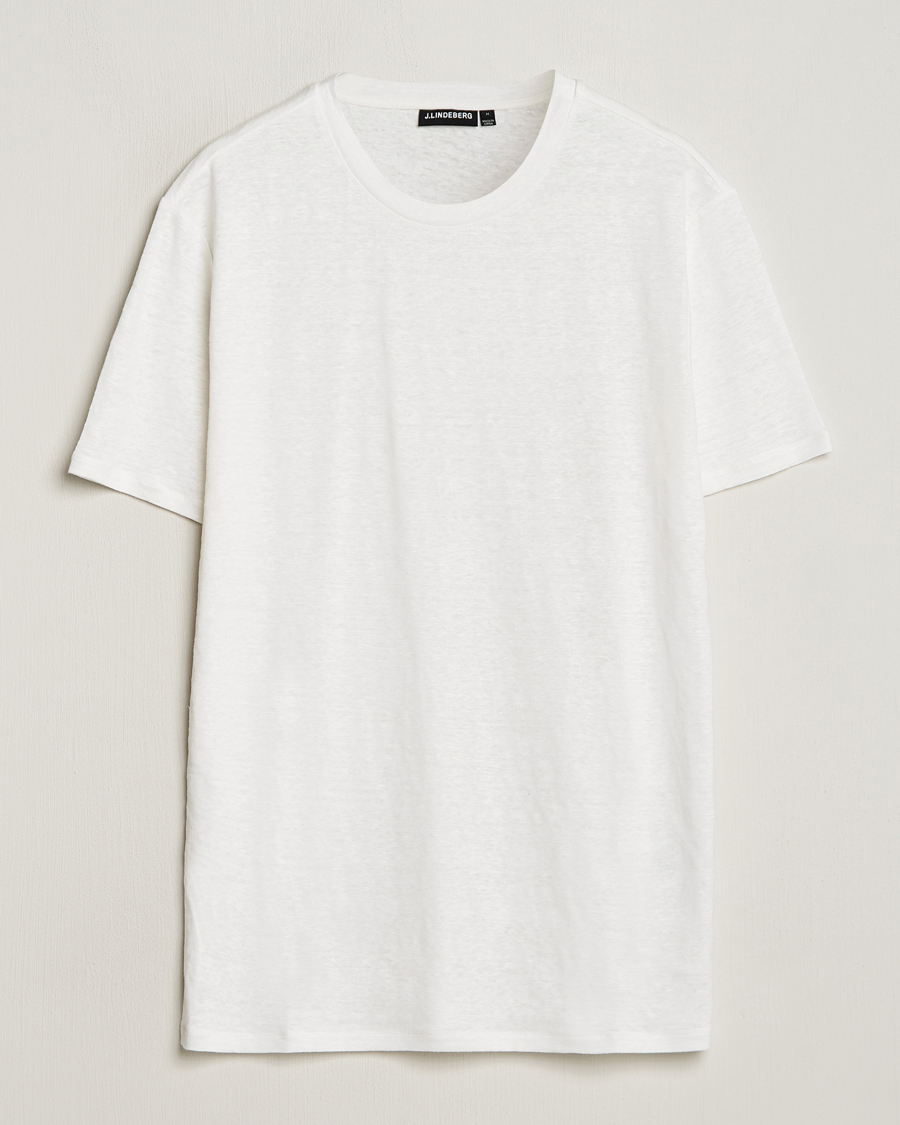 Herre | T-Shirts | J.Lindeberg | Coma Linen T-Shirt Cloud White