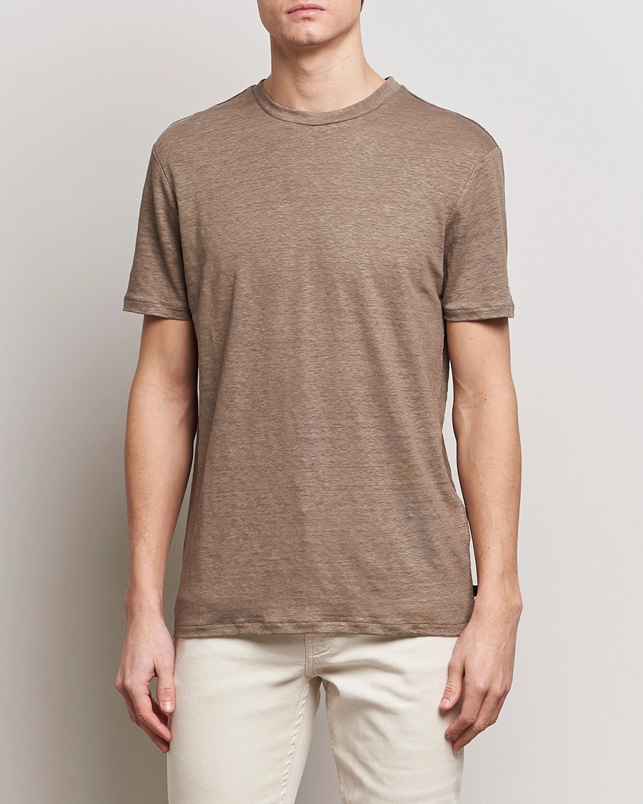 Herre | T-Shirts | J.Lindeberg | Coma Linen T-Shirt Walnut