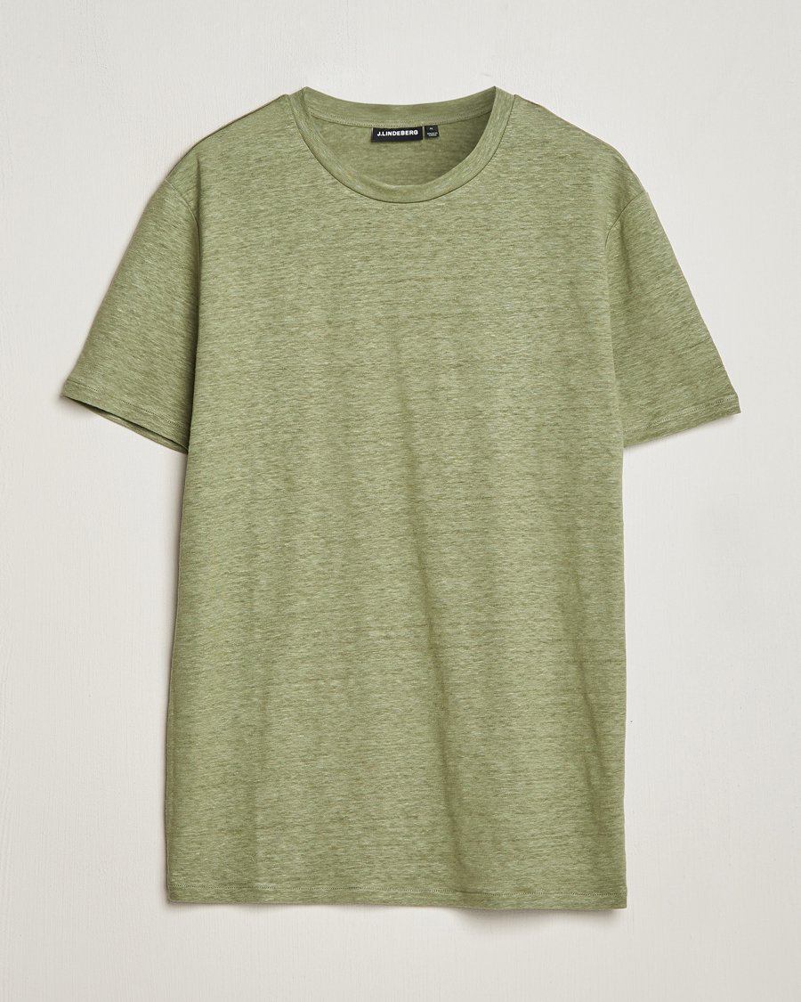 Herre | T-Shirts | J.Lindeberg | Coma Linen T-Shirt Oil Green