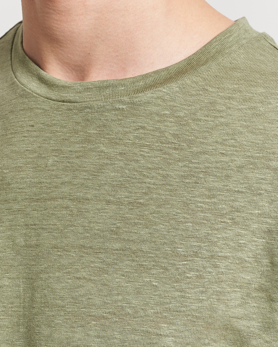 Herre | T-Shirts | J.Lindeberg | Coma Linen T-Shirt Oil Green