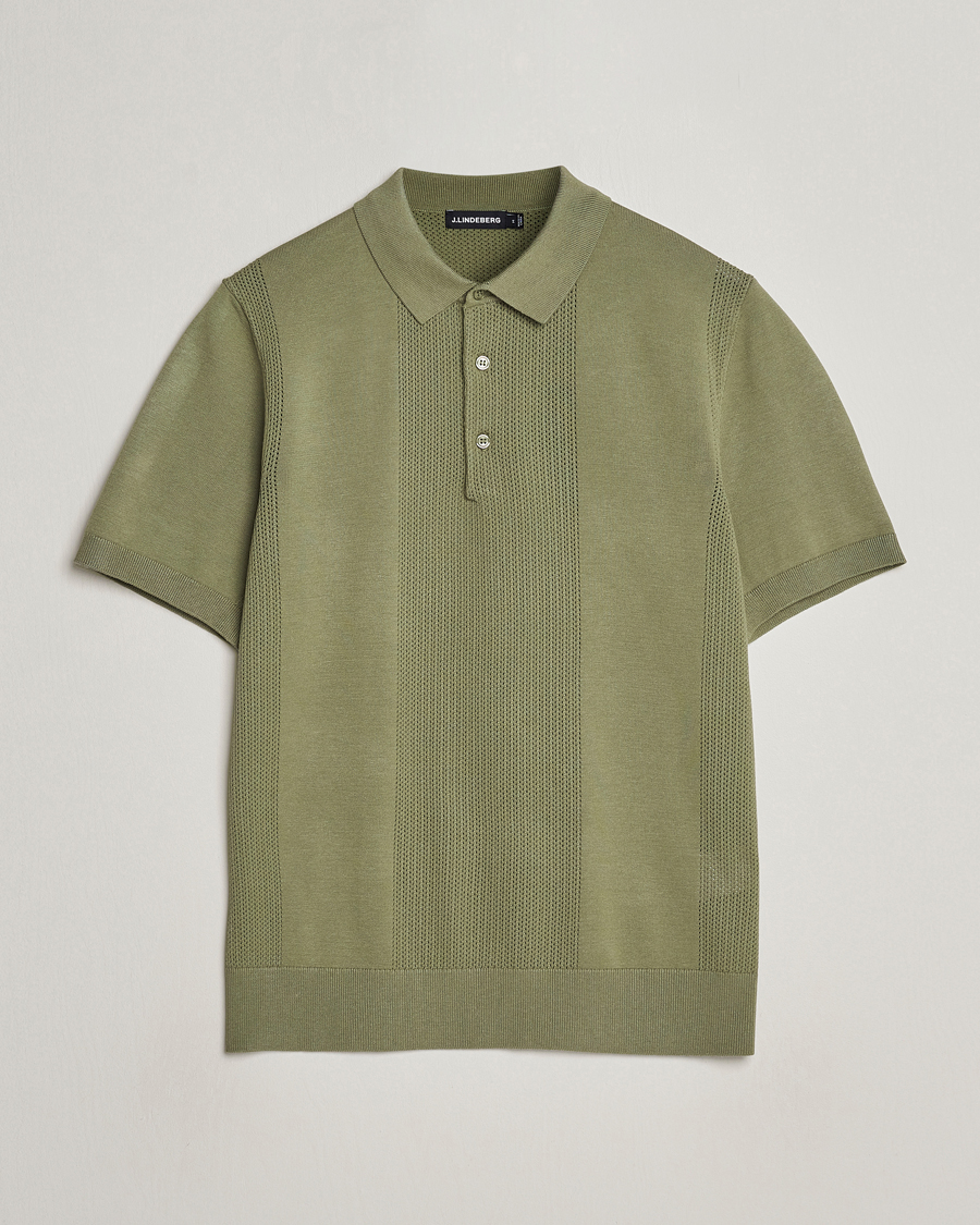 Herre | Pikéer | J.Lindeberg | Reymond Solid Knitted Polo Oil Green