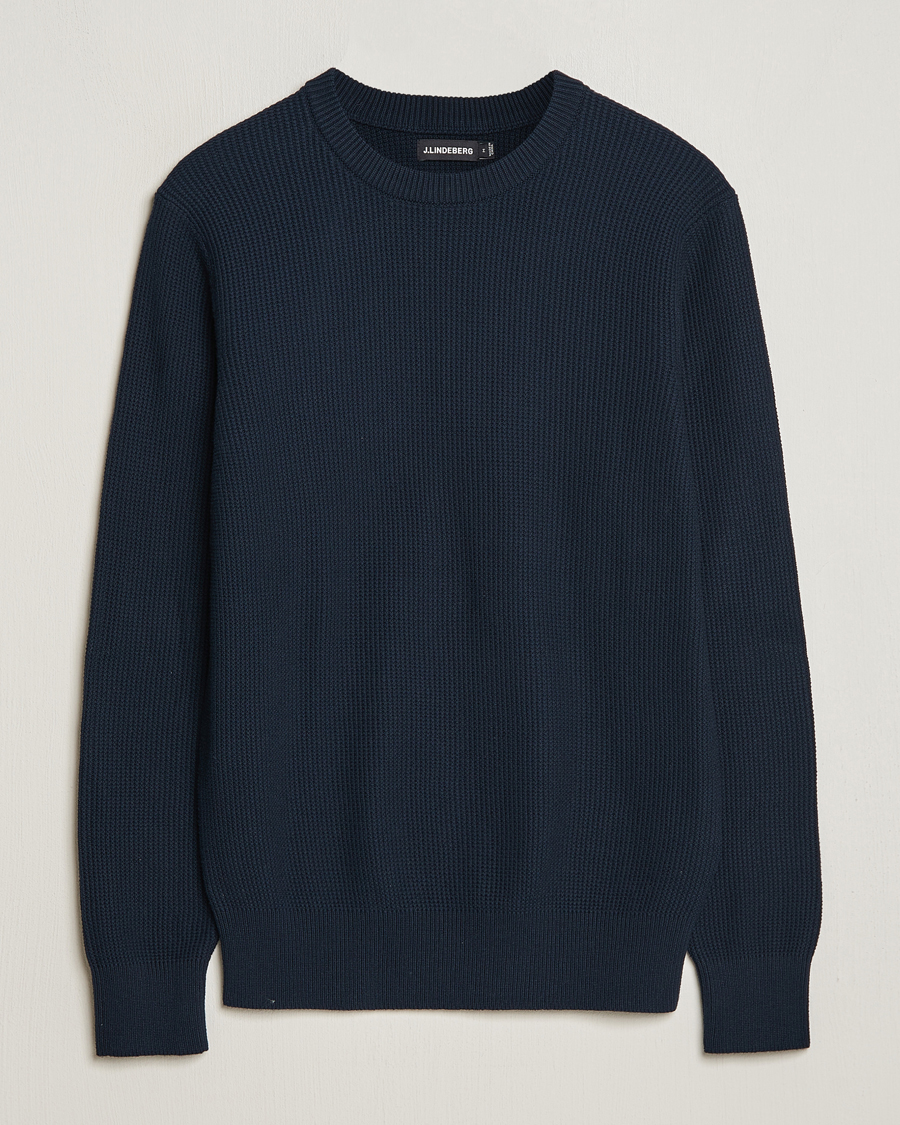 Herre | Gensere | J.Lindeberg | Arthur Structure Organic Cotton Crew Neck Navy