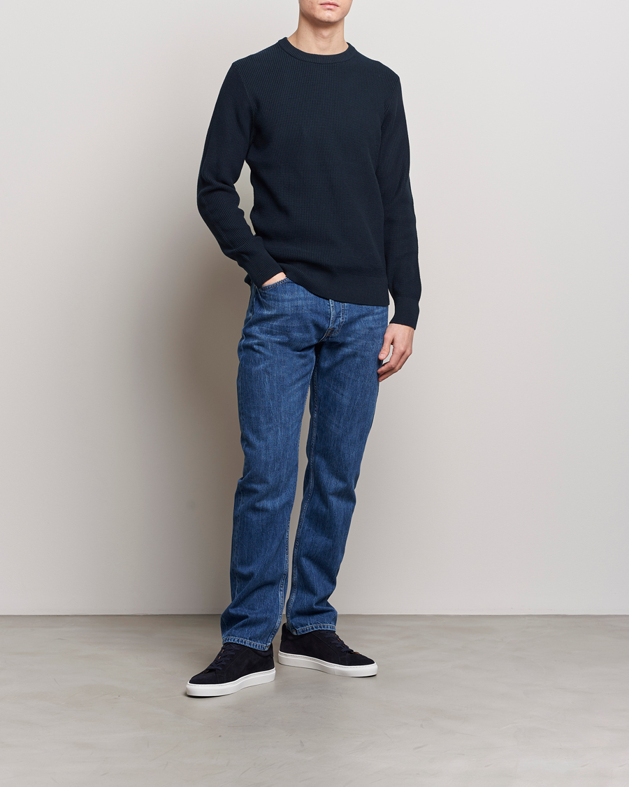 Herre | Gensere | J.Lindeberg | Arthur Structure Organic Cotton Crew Neck Navy