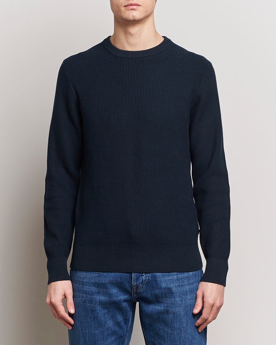 Herre | J.Lindeberg | J.Lindeberg | Arthur Structure Organic Cotton Crew Neck Navy