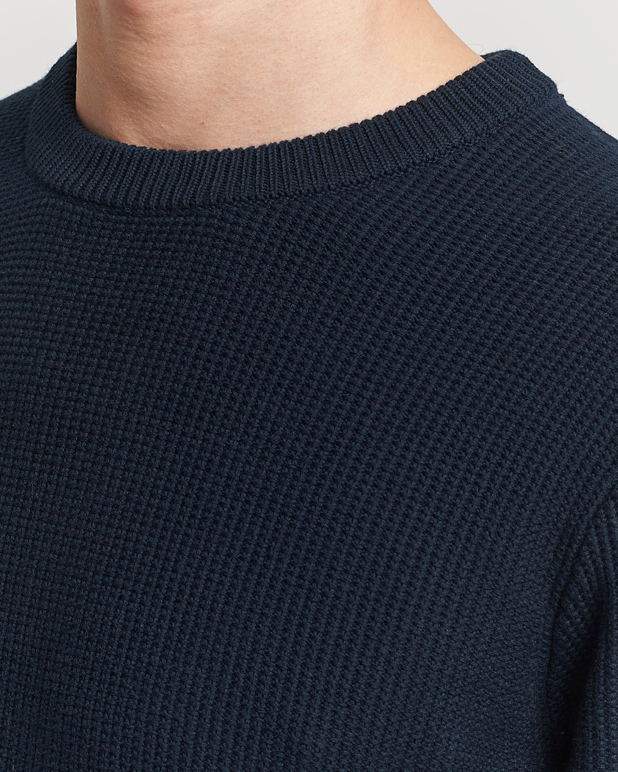 Herre | Gensere | J.Lindeberg | Arthur Structure Organic Cotton Crew Neck Navy
