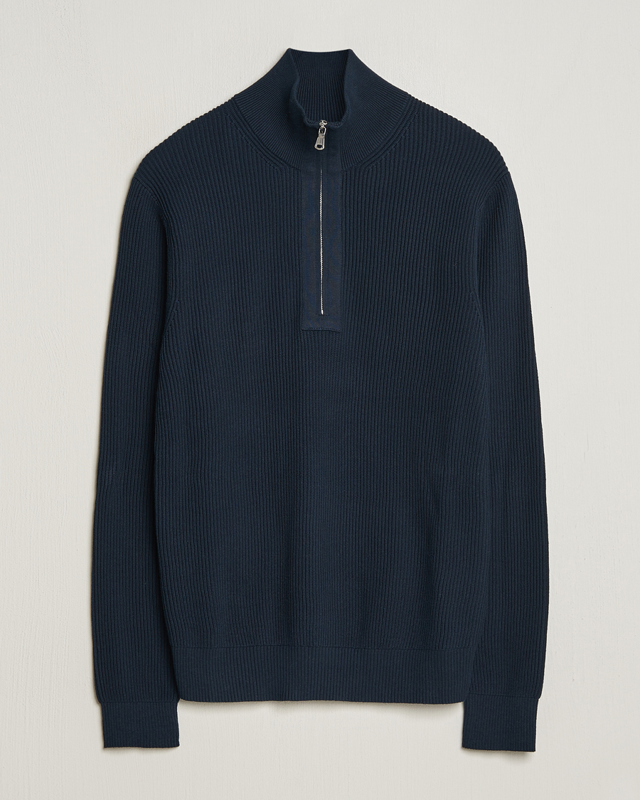 Herre | Gensere | J.Lindeberg | Alex Half Zip Organic Cotton Sweater Navy