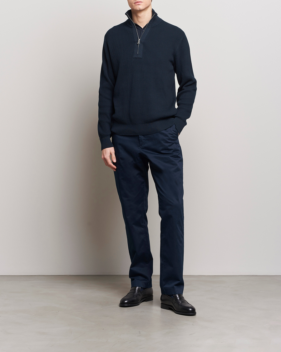 Herre | Gensere | J.Lindeberg | Alex Half Zip Organic Cotton Sweater Navy