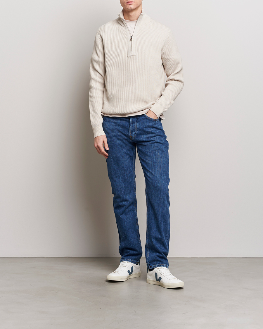 Herre | Gensere | J.Lindeberg | Alex Half Zip Organic Cotton Sweater Moonbeam