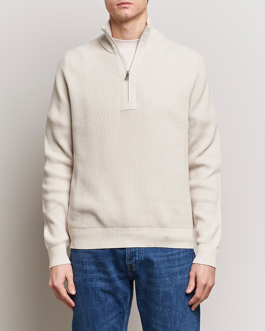 Herre | Avdelinger | J.Lindeberg | Alex Half Zip Organic Cotton Sweater Moonbeam