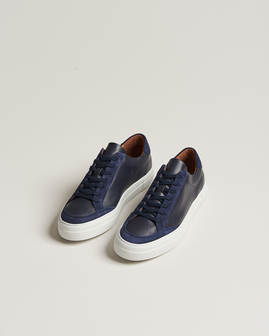 Herre |  | J.Lindeberg | Art Signature Leather Sneaker Navy