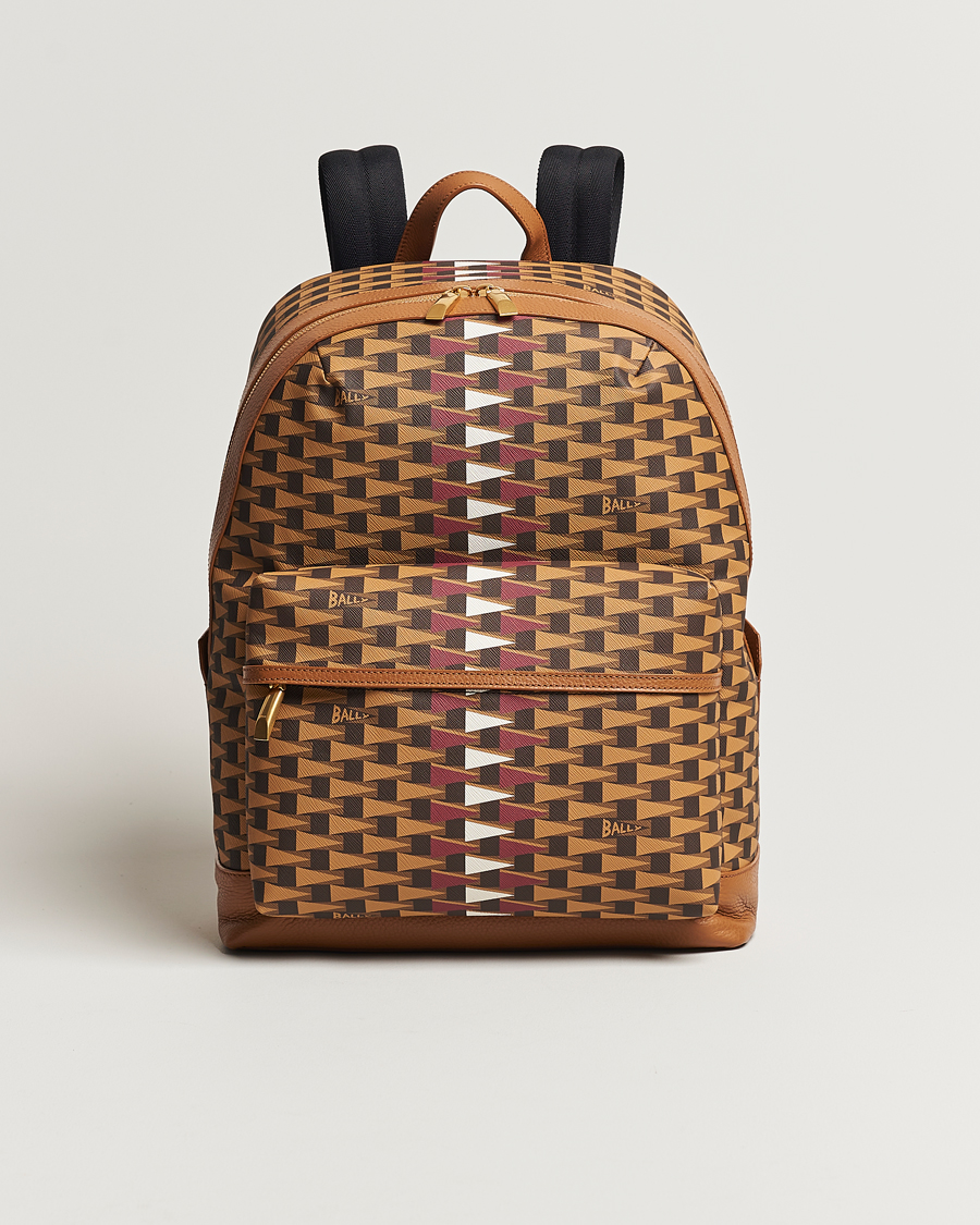 Herre | Bally Pennant Monogram Leather Backpack Brown | Bally | Pennant Monogram Leather Backpack Brown