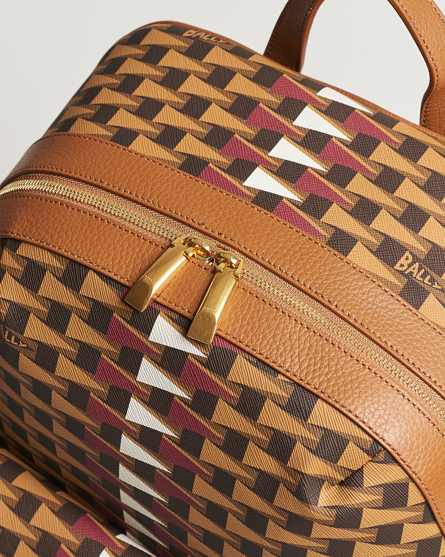 Herre | Bally Pennant Monogram Leather Backpack Brown | Bally | Pennant Monogram Leather Backpack Brown