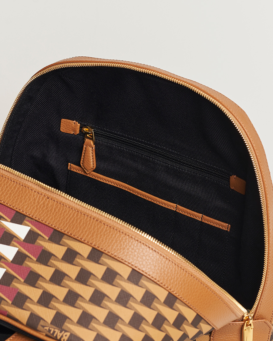 Herre | Bally Pennant Monogram Leather Backpack Brown | Bally | Pennant Monogram Leather Backpack Brown