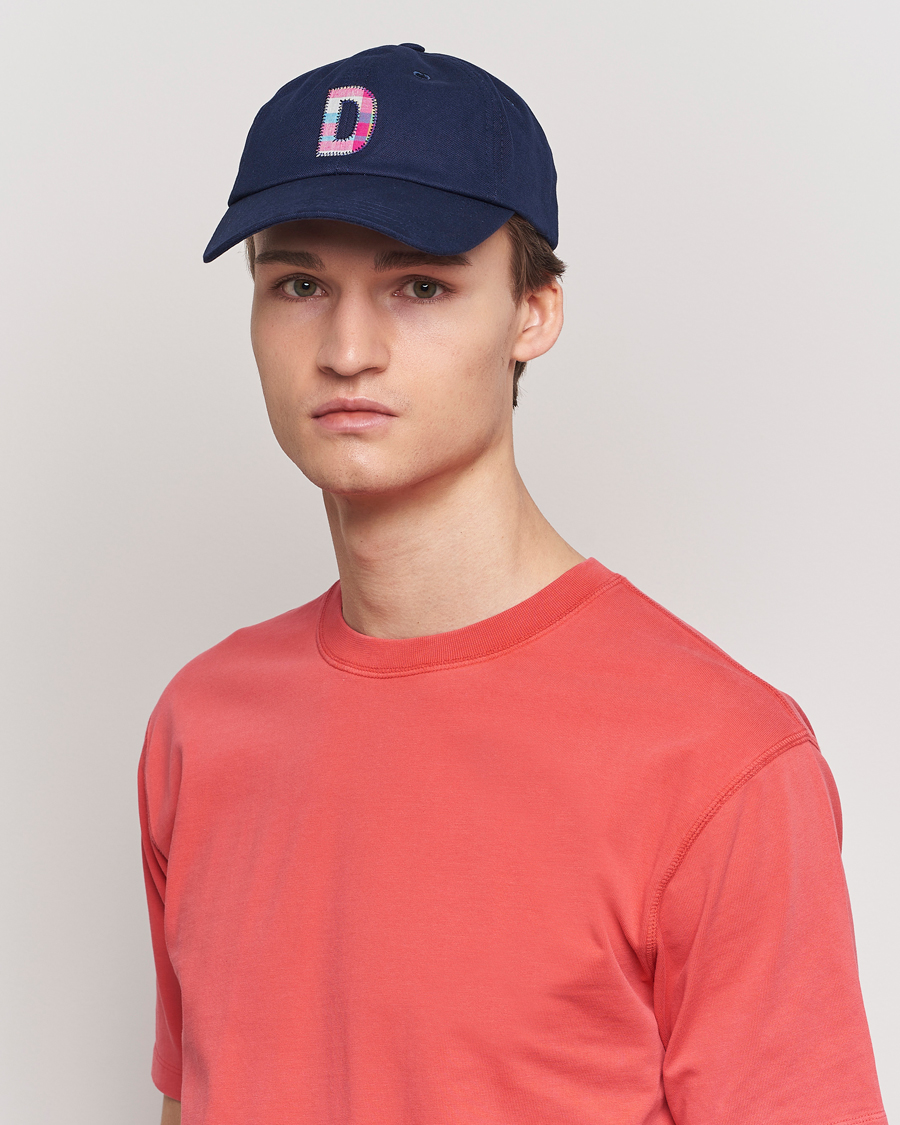Herre | Drake's Madras D Aplique Baseball Cap Navy | Drake's | Madras D Aplique Baseball Cap Navy