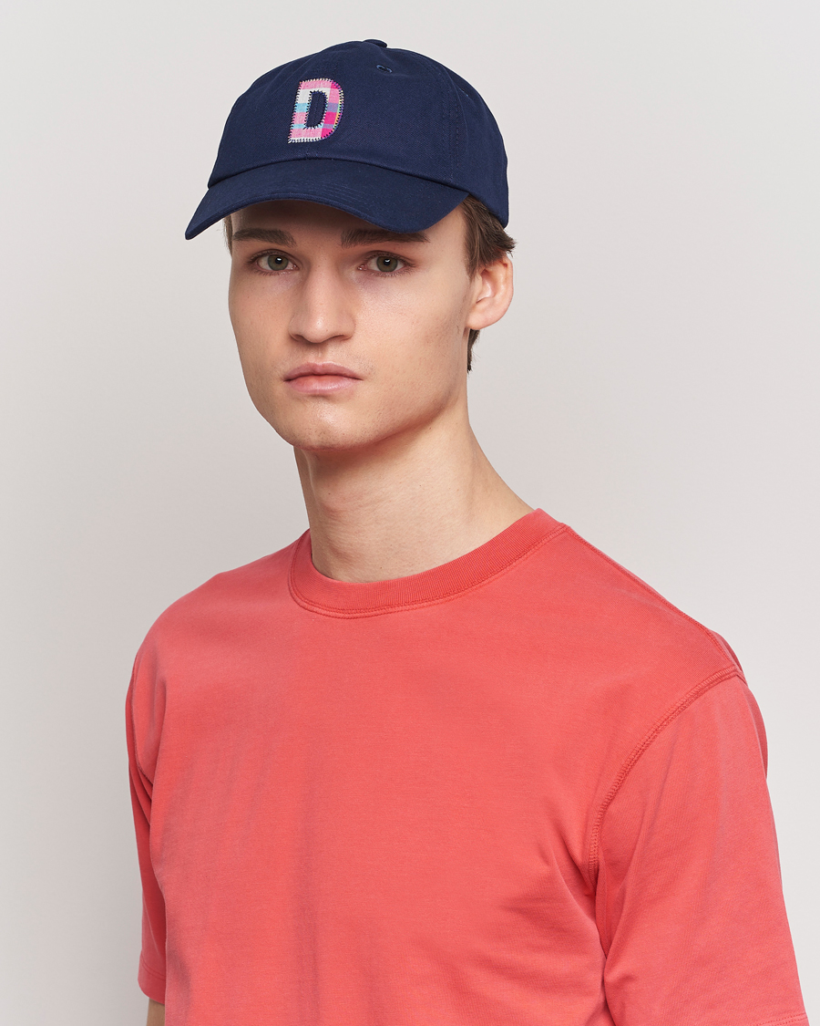 Herre | Best of British | Drake's | Madras D Aplique Baseball Cap Navy