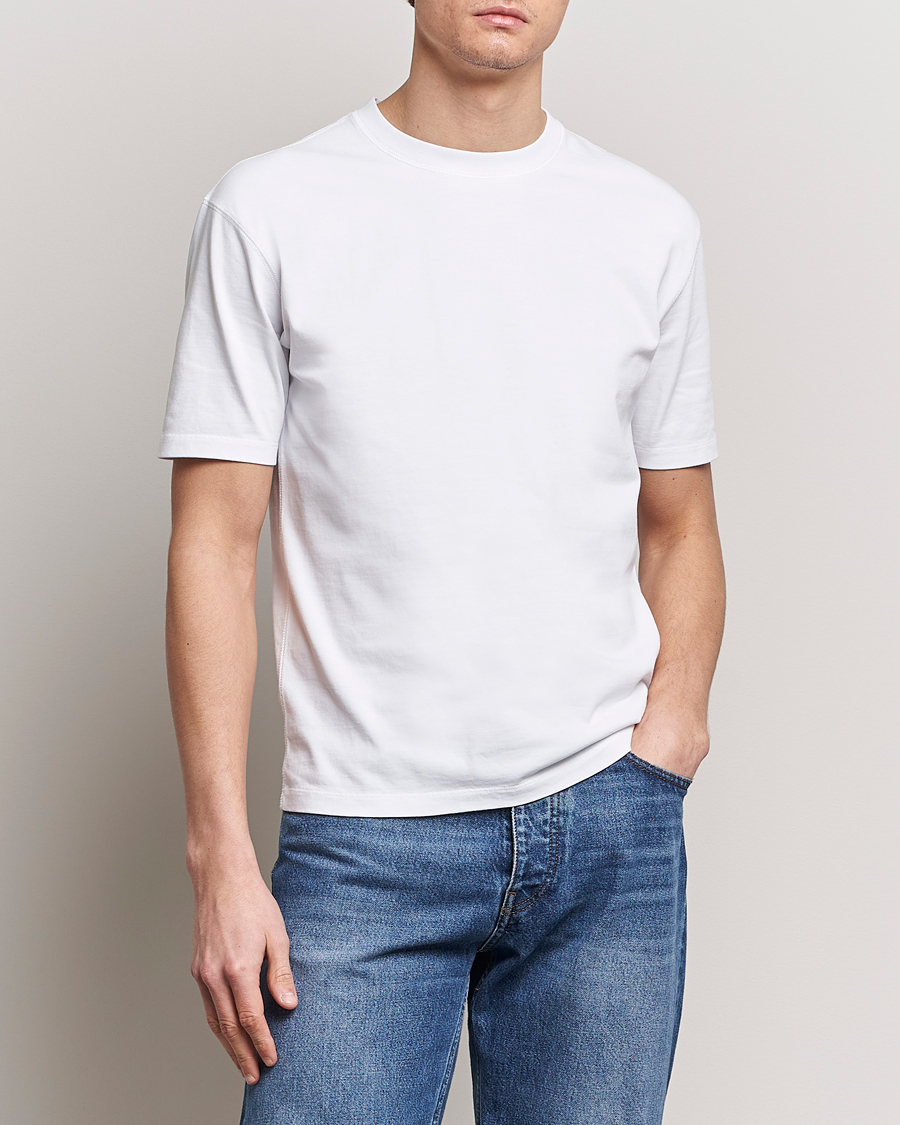 Herre | T-Shirts | Drake's | Bird Graphic Print Hiking T-Shirt White