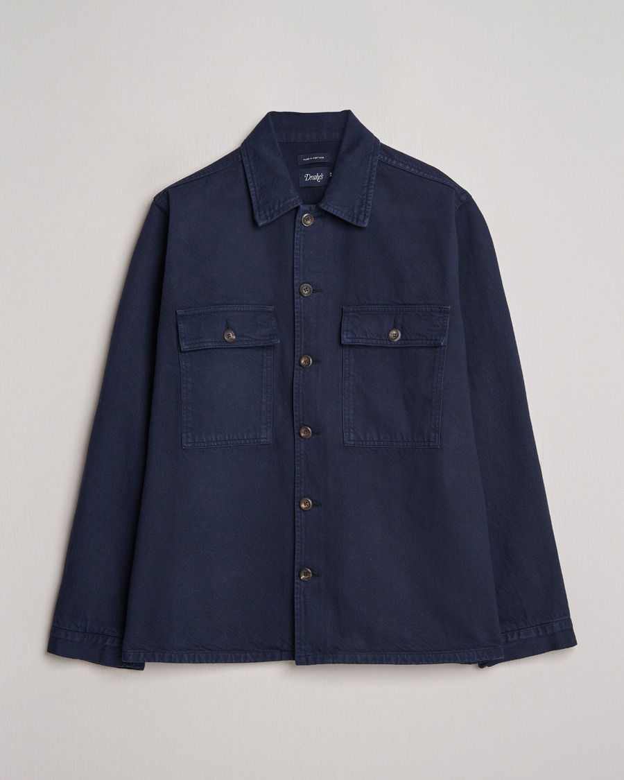 Herre | Skjorter | Drake's | Cotton Field Shirt Navy