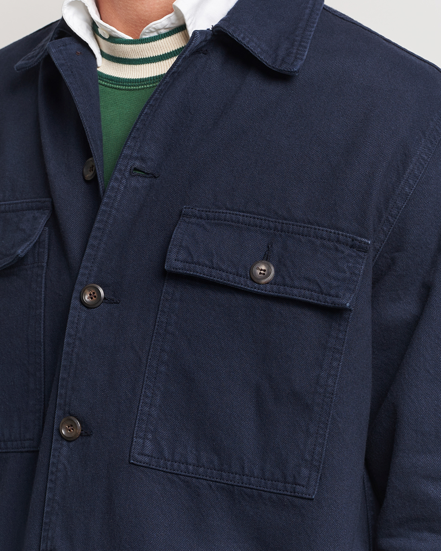 Herre | Skjorter | Drake's | Cotton Field Shirt Navy