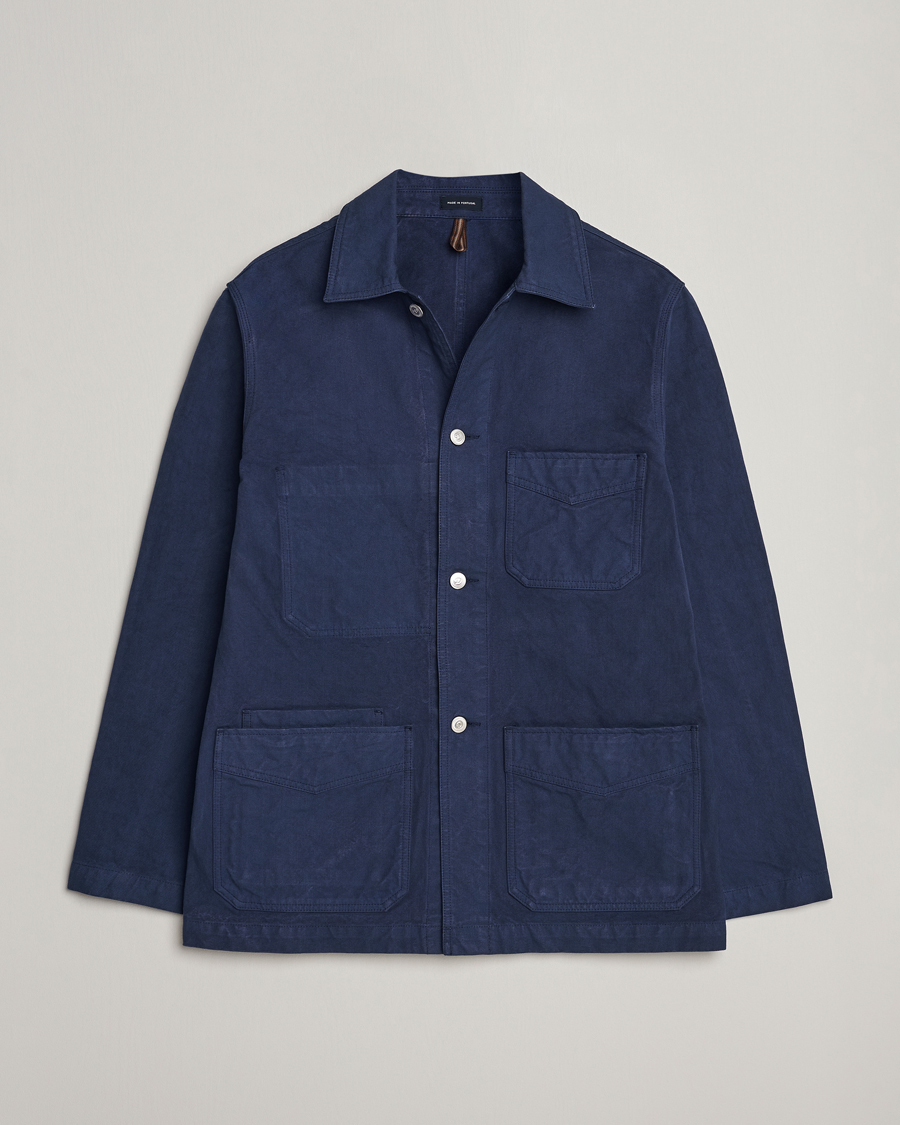 Herre | Jakker | Drake's | Duck Cotton Canvas Shore Jacket Navy