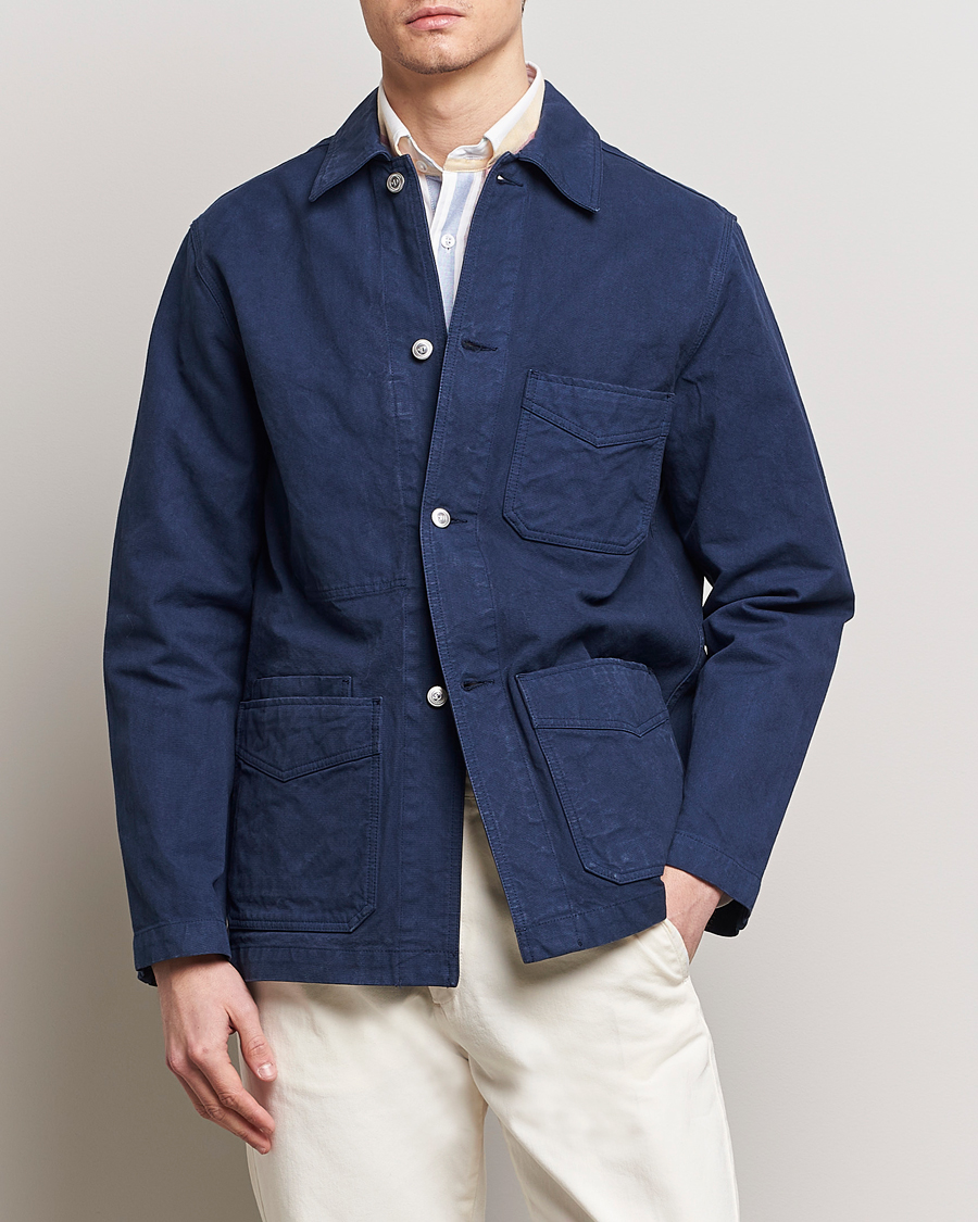 Herre | Jakker | Drake's | Duck Cotton Canvas Shore Jacket Navy