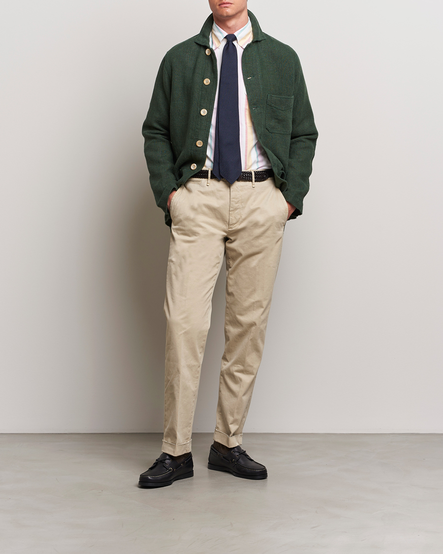 Herre | Jakker | Drake's | Heavy Linen Chore Jacket Green
