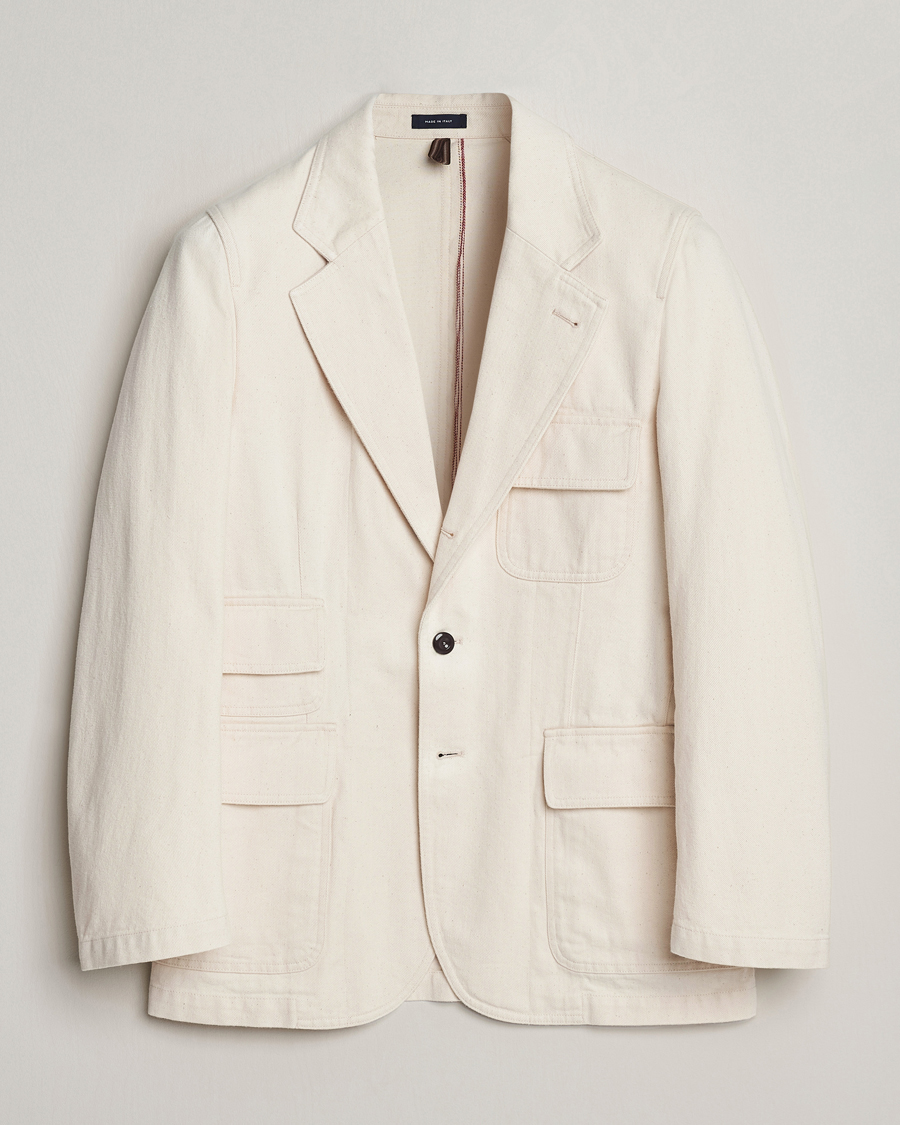 Herre | Dressjakker | Drake's | MKIV Denim Games Blazer Ecru