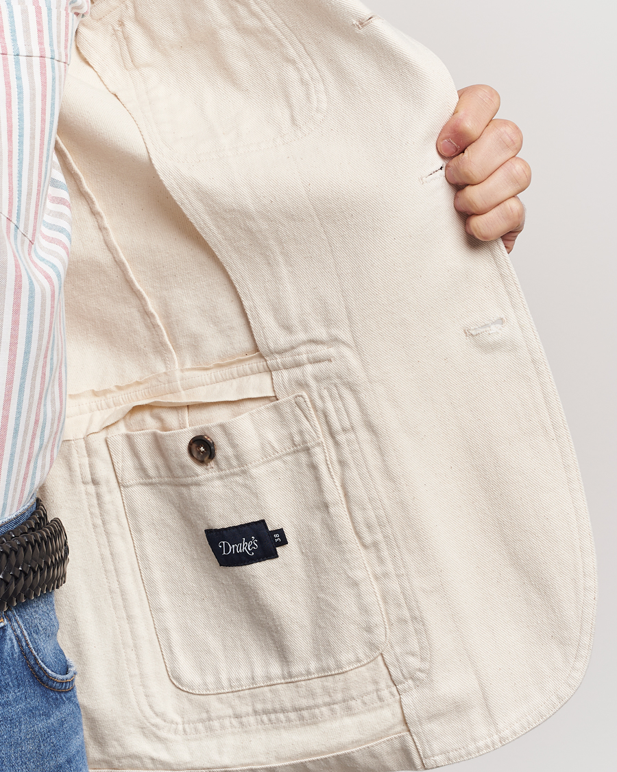 Herre | Dressjakker | Drake's | MKIV Denim Games Blazer Ecru