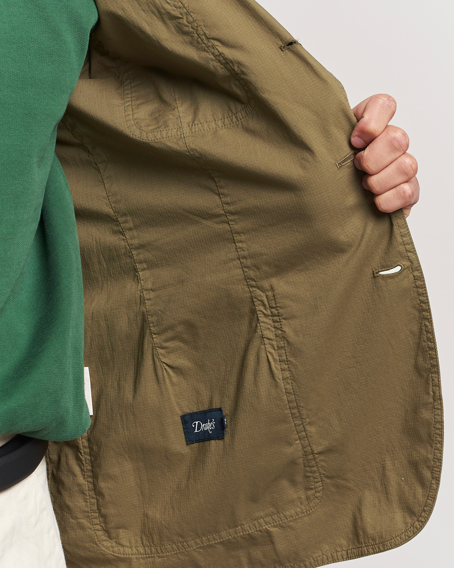 Herre | Dressjakker | Drake's | MKVIII Lightweight Double Games Blazer Olive
