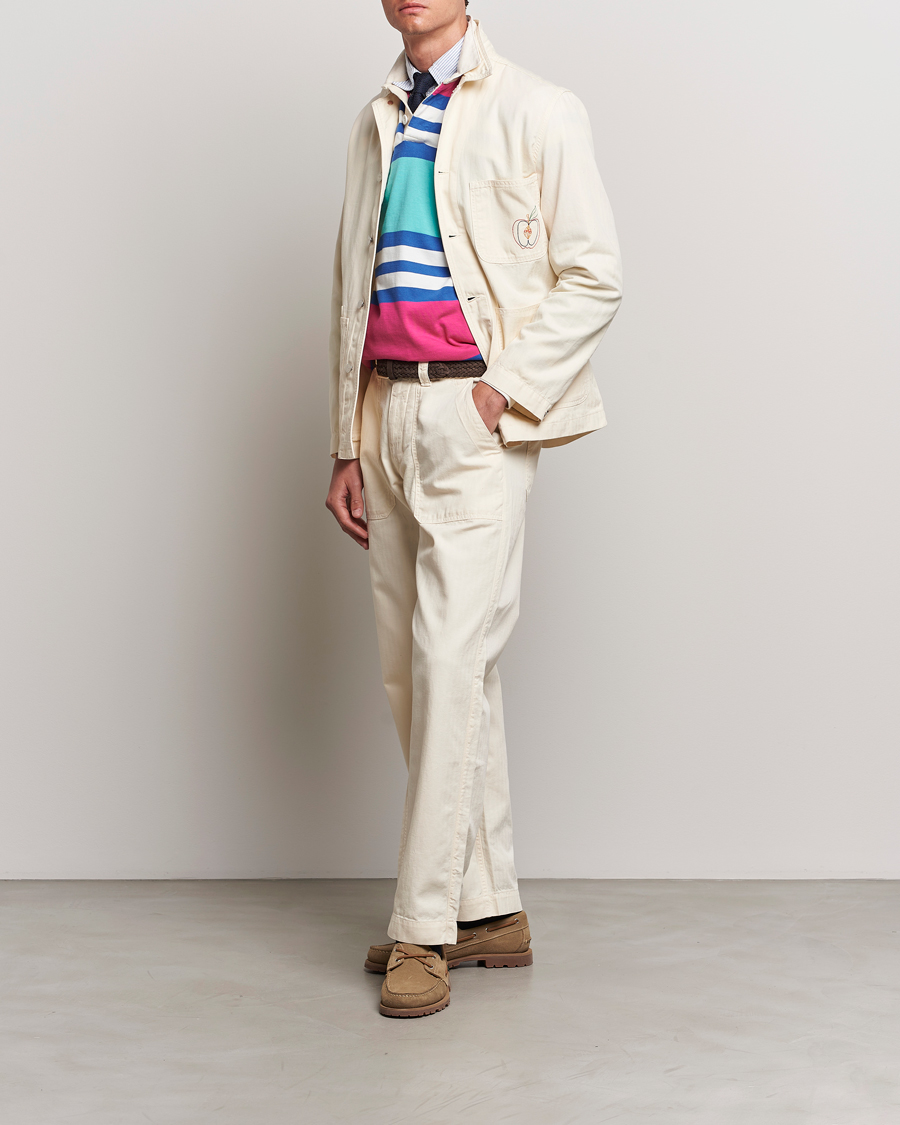 Herre | Skjorter | Drake's | Herringbone Fatigue Cotton Jacket Ecru