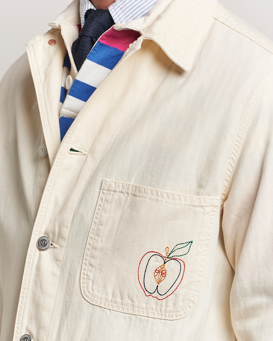 Herre | Skjorter | Drake's | Herringbone Fatigue Cotton Jacket Ecru