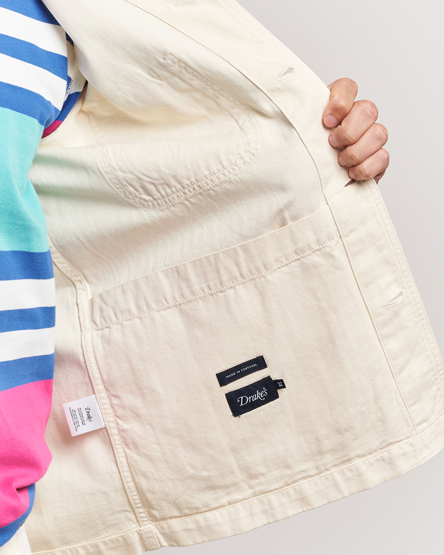 Herre | Skjorter | Drake's | Herringbone Fatigue Cotton Jacket Ecru